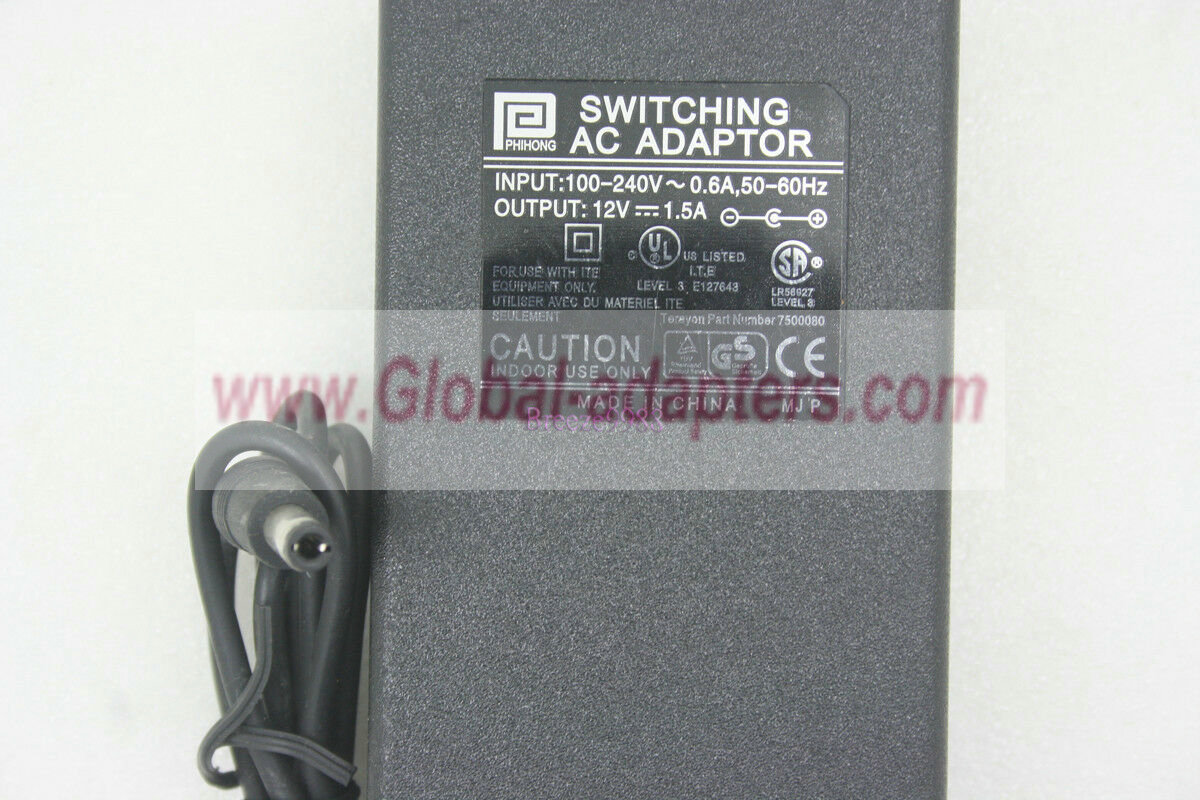 NEW 12V 1.5A PHIHONG 7500080 AC Adapter NEW 12V 1.5A PHIHONG 7500080 AC Adapter