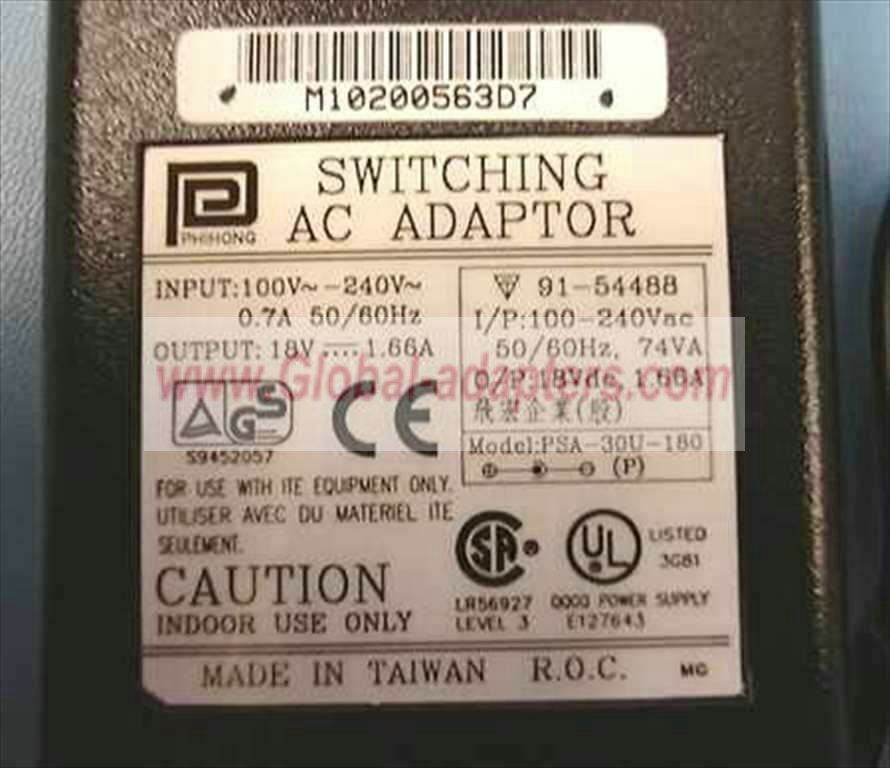 NEW 18V 1.66A Phihong PSA-30U-180 AC Adapter NEW 18V 1.66A Phihong PSA-30U-180 AC Adapter